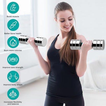 LIFERUN Steel Adjustable Dumbbell Set of 2, 5/10/15lb Free Weights Dumbbells Set, Non-Slip and Comfortable Foam Handle, Adjustable Dumbbells Weights Set for Home Gym Office Exercise - style: 5lbx2