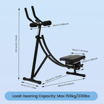 Ab Machine Abdominal Crunch Core Workout Equipment Foldable Exercise Ab Trainer Machine Coaster Abdominal/Core Fitness All Training Equipment Levels for Home & Gym - size: 35.43*19.68*42.12in Black