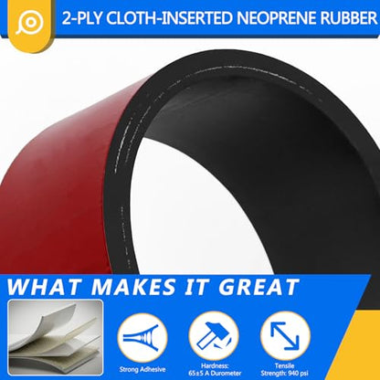 Adhesive Reinforced Neoprene Rubber Sheets, 1/4" Thick x 12" Wide x 12" Long 2-Layers Fabric Reinforced Stick Rubber Mat High Tensile Strength for DIY Gasket Material Hoses Pad - size: 12" W x 12" L, style: 1/4" Thick Stick