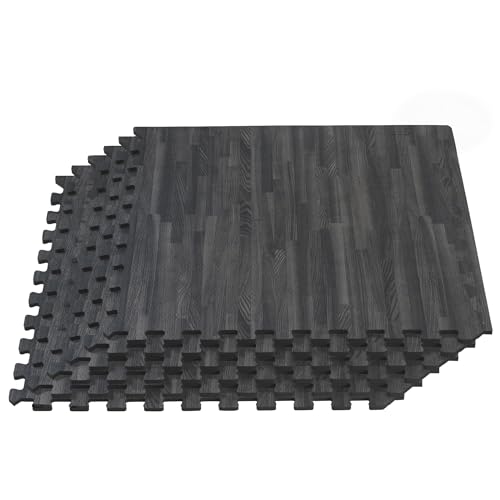 Forest Floor 3/8 Inch Thick Printed Foam Tiles, Premium Wood Grain Interlocking Foam Floor Mats, Anti-Fatigue Flooring – Stylish Flooring Solution - color: Carbon, style: 100 Sq Ft
