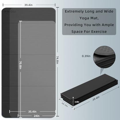 PAIDU Foldable Yoga Mat thick- 2/5" (10MM) TPE Non-Slip Design, Quick Fold，Easy Storage, 75x40 Extra Long/Wide for Indoor Yoga, Pilates and Outdoor Travel Workouts