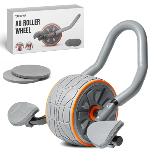 DMoose Fitness Ab Roller Wheel with Elbow Support & 2 Knee Pads - Abdominal Exercise Trainer for Core Strength Training - Ultimate Abs Workout Equipment for Home and Gym - Ab Machine for Men & Women