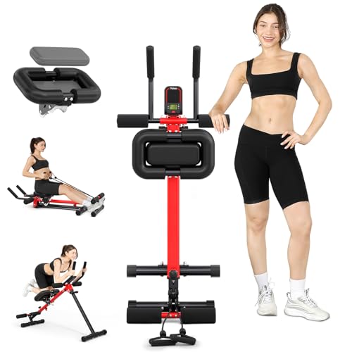 Yoleo 2 in 1 Ab & Rowing Machines for Home, Foldable Ab Workout Equipment, Ab Trainer Machine for Stomach Workout, Ab Crunch Machine with Foam Support,7-Length Adjustable Ab Machine for Home Exercise