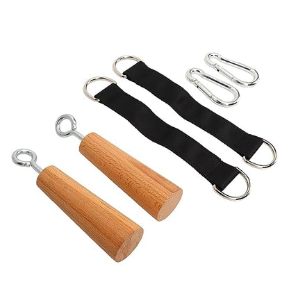 Wooden Pull Up Grips, Durable Beech Wood Strength Trainer, Grip Handles for Home Gym, Upper Body Workouts, Travel Fitness Enthusiasts