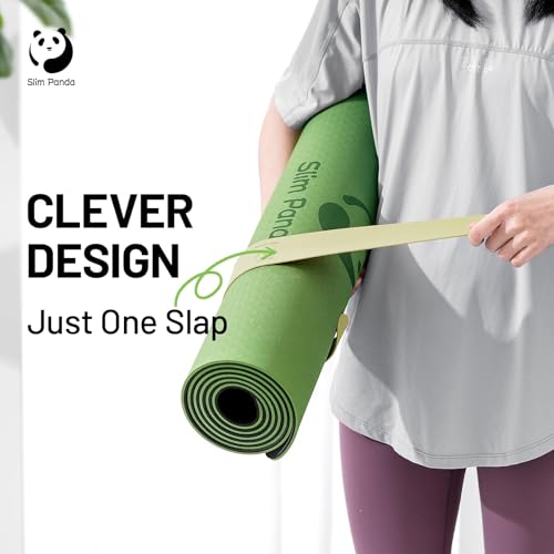 Yoga Mat Strap Slap Band, One Snap Keeps Mats Tightly Rolled, Heavy-Duty Clasp Fits Most Size Mats(24" L X 2" W) - color: Beige