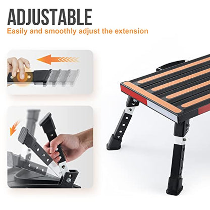 Yagud Safety RV Steps, Non-Slip Folding Adjustable Step Stool - color: Black