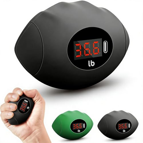 Hand Grip Strengthener, Rechargeable Digital Grip Strength Trainer with LCD Display Up to 220lbs/100kg, Silicone Hand Exercise Ball for Forearm Finger Training & Stress Relief, for Adults and Kids - color: Black