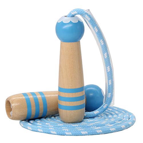 Jump Rope Kids, 7ft Adjustable Cotton Skipping Rope with Wooden Handle for Boys and Girls Fitness Outdoor Exercise - style: Blue