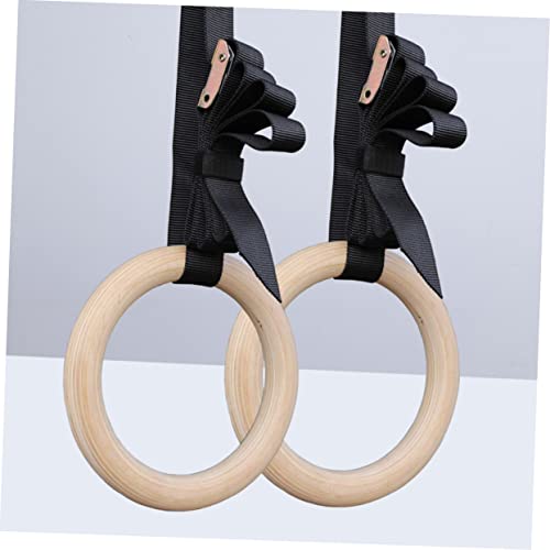 Garneck Gymnastic Rings Workout Rings Exercise Rings Fitness Ring Wooden - color: Multi
