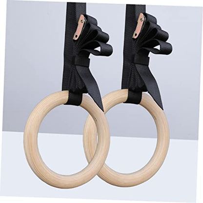 Garneck Gymnastic Rings Workout Rings Exercise Rings Fitness Ring Wooden - color: Multi