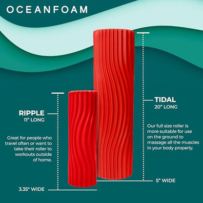 Tidal Roller - Red - Muscle Massage Foam Roller for Back Pain & Stretching - Firm and Ergonomic Wide Wave Textured - Yoga, Athletics, & Wellness - Full Size, 20" x 5" - color: Red