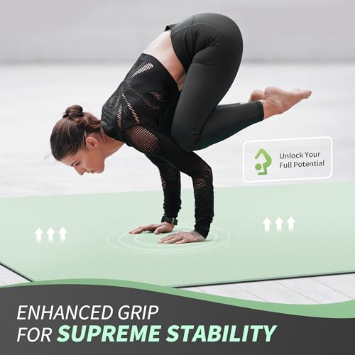 CAMBIVO Yoga Mat 72" x 48" Large Workout Mat for Home Gym Flooring | 6mm-12mm (0.24"-0.48") Extra Thick Exercise Mat for Apartment Fitness | High-Density TPE Cushioning for Joint Protection