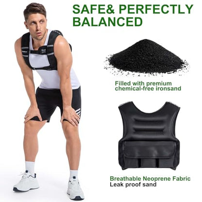 Adjustable Weighted Vest for Women and Men, DecRose 6-10lb/12-18lb Rucking Vest with 6 Ironsand Weights, Body Weight Vest for Home Workouts, Running, Walking and Strength Training - size: 12-18LB