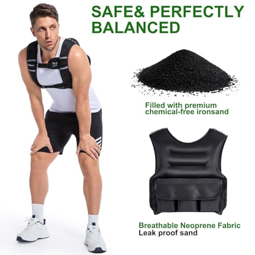 Adjustable Weighted Vest for Women and Men, DecRose 6-10lb/12-18lb Rucking Vest with 6 Ironsand Weights, Body Weight Vest for Home Workouts, Running, Walking and Strength Training - size: 12-18LB