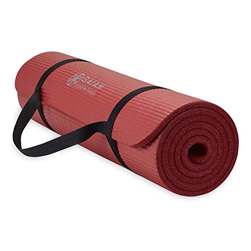 Gaiam Yoga Mat, Pilates & Exercise Mat, Thick Mat 2/5" (10mm) Workout Mat with Easy-Cinch Carrying Strap for Home & Gym Workouts - color: Red