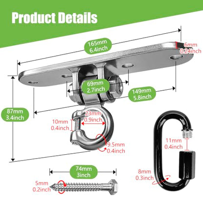 Swing Hanger Accessories Heavy Duty Smooth Operation with 180° Swing Bearings 800lb Capacity for Indoor Outdoor Swing Chairs Hammocks Playgrounds Yoga - size: Size7