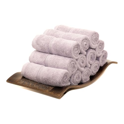 Mosobam Turkish Washcloths, 12 Pack, 13 x 13 in, 700 GSM, Lavender Aura - color: Lavender Aura, size: Washcloths, Set of 12