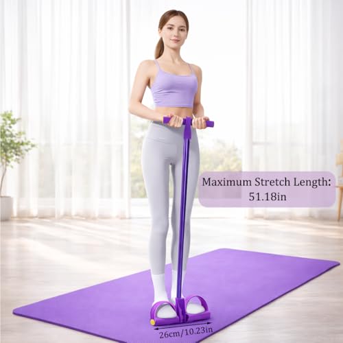 Resistance Bands with Handles, 6-Tube Foot Pedal, Natural Rubber Ankle Puller for Sit-ups & Full Body, Portable Home Gym Strength for Legs, Arms & Core