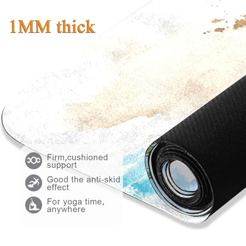 Yoga Mat Beach Palm Trees1 1 mm Non‑Slip Fitness Exercise Mat Lightweight Travel Workout Mat for Gym, Pilates & Stretching, Incluede Storage Bag