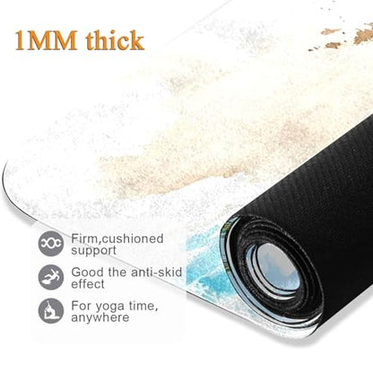 Yoga Mat Beach Palm Trees1 1 mm Non‑Slip Fitness Exercise Mat Lightweight Travel Workout Mat for Gym, Pilates & Stretching, Incluede Storage Bag