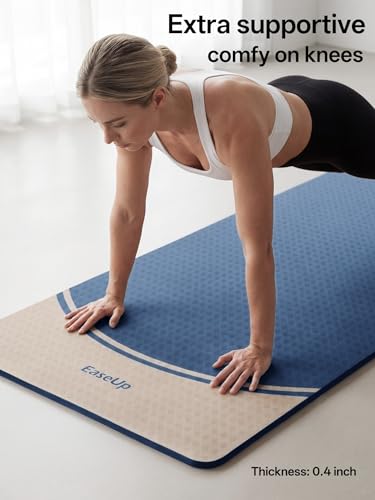 EaseUp Extra Thick Yoga Mat -2/5 inch (10MM), 72.8x31.5" Extra Long-Wide, Professional TPE Non-slip yoga mats for Yoga,Exercise, Workout,Pilates and Fitness, with strap