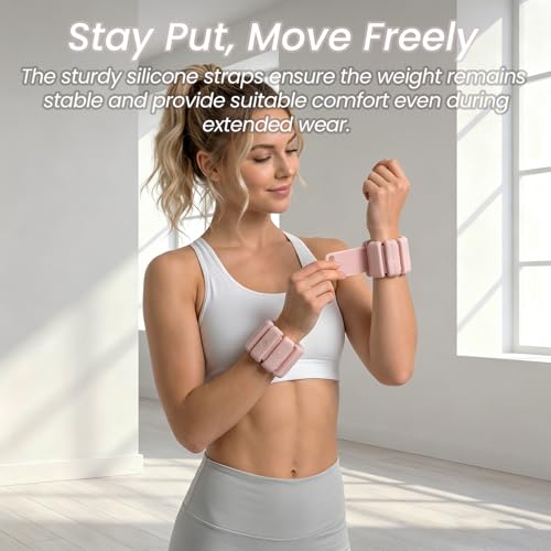 Silicone Wrist Ankle Weights 2Pcs Each Adjustable Weighted Bracelets for Women Men, Waterproof Sweatproof for Yoga Walking Gym Arm Leg Strength Training - size: 1lb Pair (0.5in Each)