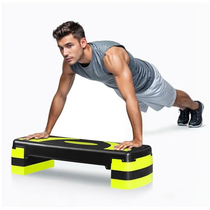 31” Aerobic Step Platform for Exercise, Adjustable Workout Stepper with Non-Slip Surface, Fitness Step Platform with 3 Height Levels, 400 LBS Capacity for Home Gym Cardio Training (Green)