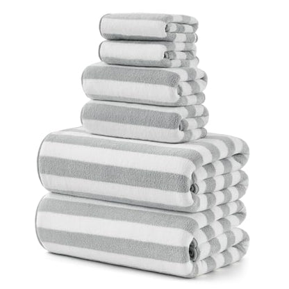 REDKISS Ultra Soft Bath Towel Sets 6-Piece 35"x70" | 100% Microfiber, Highly Absorbent & Quick Dry | Grey Towels for Bathroom, Spa, Gym | 2 Bath, 2 Hand, 2 Washcloths - color: Light Gray