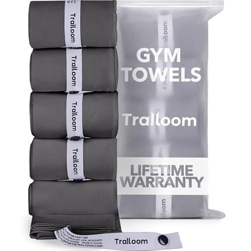 Microfiber Workout Towels - Quick Dry, Highly Absorbing, Odor-Free, for Men & Women - Gym Sweat Sports Towel for Hot Yoga, Tennis, Running, Exercise, Working Out, Camping, Set of 5 Dark Gray - color: Dark Gray