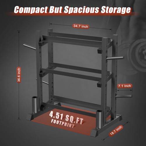Jusgym Dumbbell Rack Stand Only, 3 Tier Adjustable Height & Angle 1100LBS - size: 18.78 x 48 x 36.54 inches