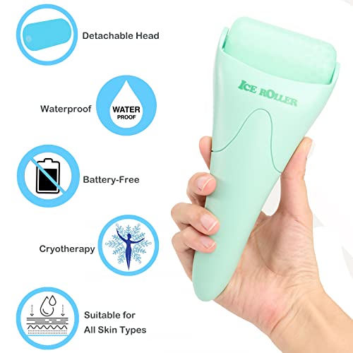 Wonderwin Ice Roller for Face and Body Massage, Facial Roller Skin Care Tool for Reduce Wrinkles and Puffiness, Migraine Pain Relief and Skin Tighten, Cold Therapy for Cooling and Calming(Green) - color: Green