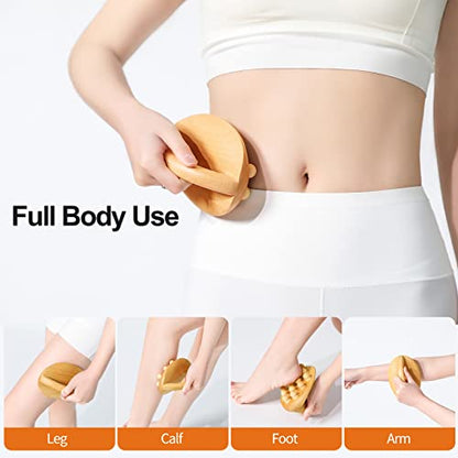 Wood Therapy Massage Tools, Cellulite Massage Tool Wooden Massage Body Brush, Itchy Skin Relief, Body Shaping,Professional Maderoterapia Kit Meridian Pressure Brush, Lymphatic Drainage Massager