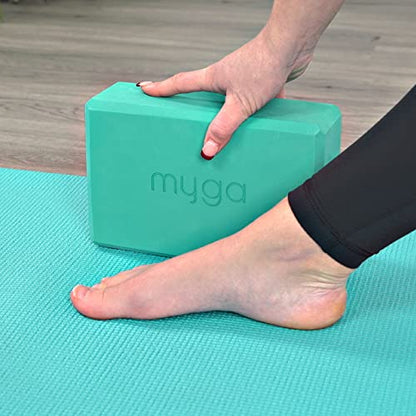 MYGA Yoga Block,Lightweight EVA Foam Yoga Brick,High Density Non-Slip Block for Yoga Poses, Pilates, Balance and Flexibility - color: Turquoise