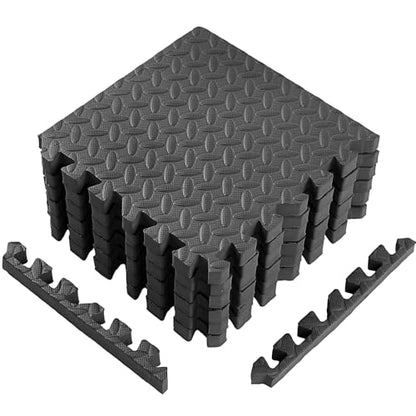 Arrowbash 12 Pack EVA Thick Interlocking Foam Floor Tiles,Black - color: Black, size: 12