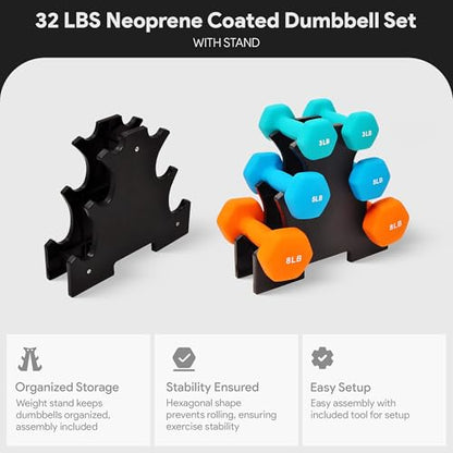 Fitvids SPZ-D358 - size: Dumbbell + Rack: 32LBS Set
