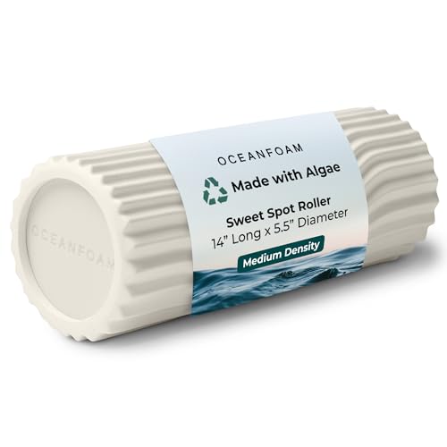 Sweet Spot Medium Exercise Foam Roller 14"x5.5" – Medium Density Travel Foam Roller for Physical Therapy, Deep Tissue Massage, Yoga, Pilates, Classic Exclusive Wave Texture (Natural)