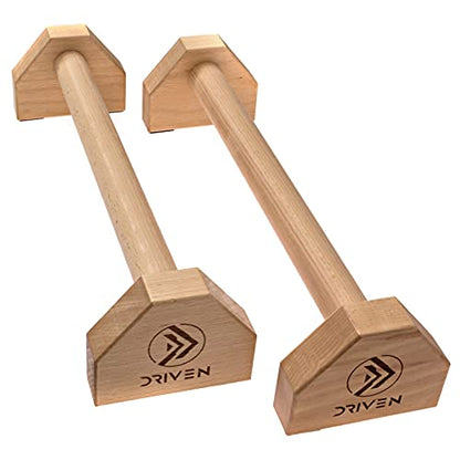 Driven | Professional Large Beech Wooden Parallettes | Calisthenics | Push Up Bars | Anti Slip Base | Gym Gear Workout Portable Crossfit