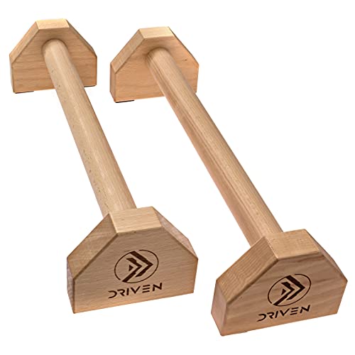 Driven | Professional Large Beech Wooden Parallettes | Calisthenics | Push Up Bars | Anti Slip Base | Gym Gear Workout Portable Crossfit