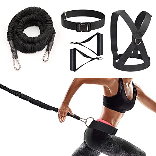 Resistance Running Training Bungee Band, Bungee Resistance Cord Set, Long Resistance Band, Lateral Movement Sprint Overspeed Training Fitness for Fast