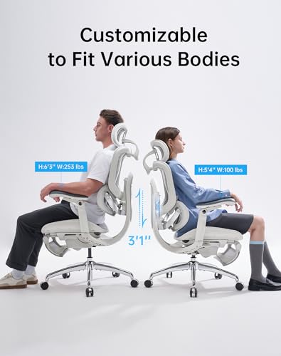 SIHOO Doro C300 Pro V2 Ergonomic Office Chair with Footrest, Grey - color: Grey, size: Pack of 1