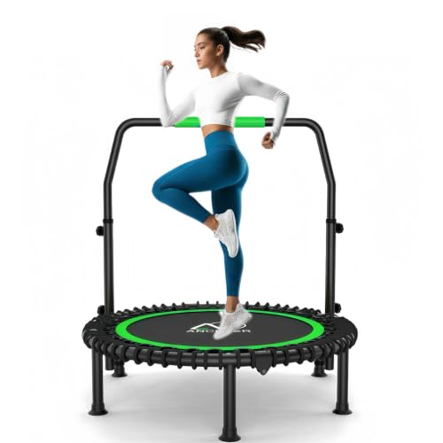 ANCHEER 40" Bungee Rebounder Trampoline with Adjustable Handle, 400LBS - color: Lime Green