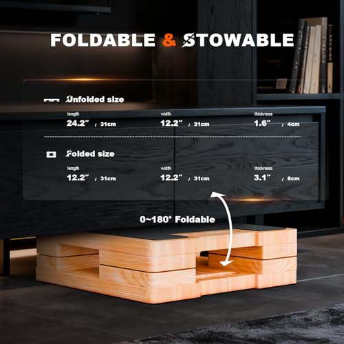 Wooden Fitness Board,180° foldable,resistance band board with honeycomb anti-slip design,natural pine exercise step platform for Band Training, Stretching, and Full-Body Home Gym