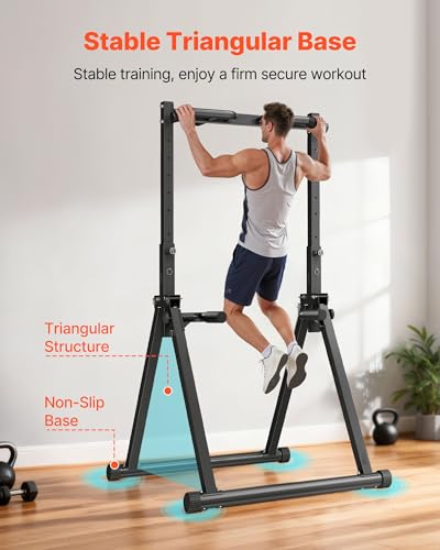 VEVOR Pull Up Bar, 330LBS Capacity Portable Pullup Bar Station, Pullup Bars Free Standing with Triangular Structure & Heavy-Duty Steel Tube, 9 Level Height Adjustment Gravity Fitness for Arms, Back