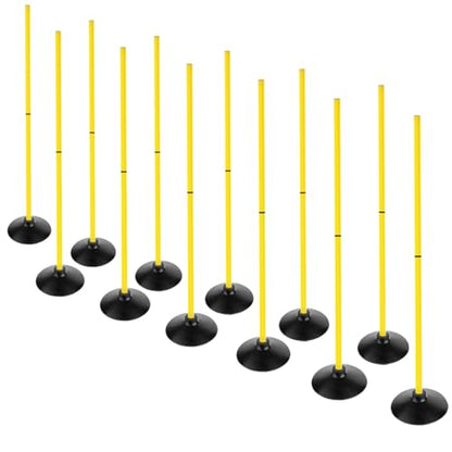 Soccer Agility Poles Set Detachable Sports Trainning Speed Pole Slalom Poles with Rubber Base Sport Traning Equipment - color: Pack of 12, style: 4.9 FT