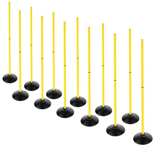 Soccer Agility Poles Set Detachable Sports Trainning Speed Pole Slalom Poles with Rubber Base Sport Traning Equipment - color: Pack of 12, style: 4.9 FT