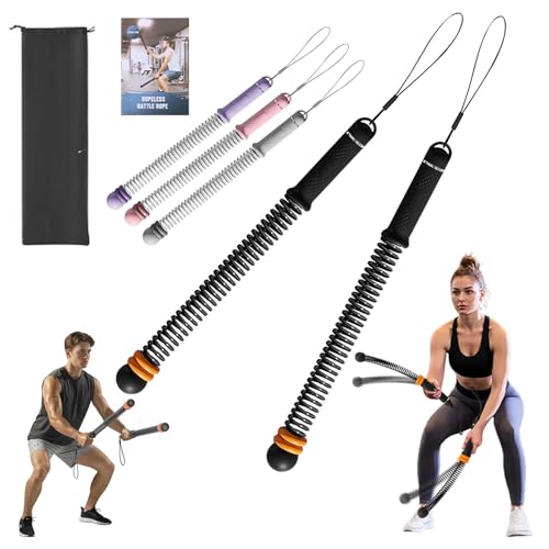 Adjustable Weight Ropeless Battle Ropes – Quiet, Beginner-Friendly Home Gym System for Men & Women, Portable Training Equipment for Strength, HIIT & Full-Body Workouts (Black)