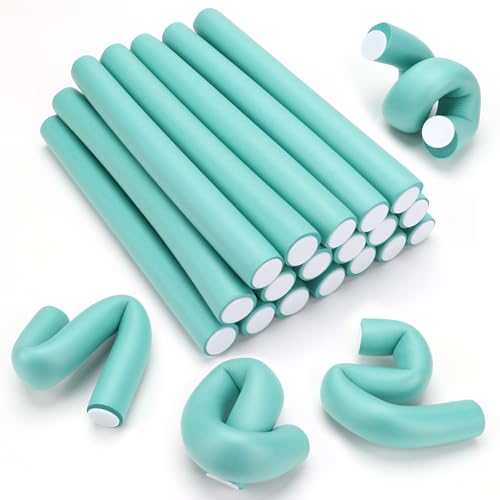 18 Pcs Heatless Hair Curlers 9.45 x 1 Inch Flexible Curling Rods Soft Foam Rollers No Heat Bendable Hair Rods Roller for Women Short Medium Long Hair, Sleep-In (Random Color) - color: 9.45" x 1"