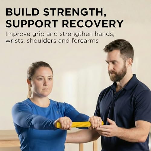 THERABAND FlexBar Resistance Bar, Extra Light, Yellow Flex Therapy Bar for Physical Therapy, Wrist & Forearm Exercise Equipment, Non Slip Grip, Compact Design - color: Yellow - Extra Light, style: New Version