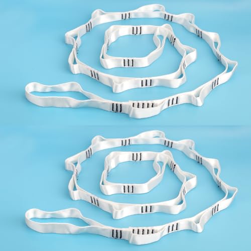 2PCS 5.9ft Long Nylon Daisy Chain Straps for Aerial Yoga Hammock Swing Adjustable Aerial Silk Extender Hanging Rope for Aerial Yoga Belts 180cm - color: White