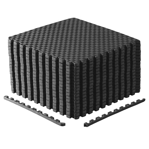 CAP Puzzle Exercise Mats | 3/4” Thick EVA Interlocking Foam Tiles for Home Gym Flooring | Multiple Options - color: Tatami - Black, style: 18 Tiles (72 SQ FT)